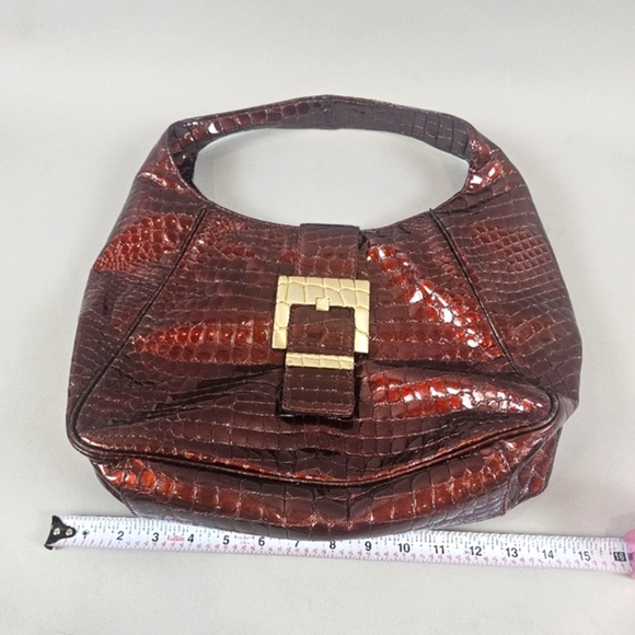 Michael Kors burgundy embossed patent leather shoulder bag - Picture 4 of 13